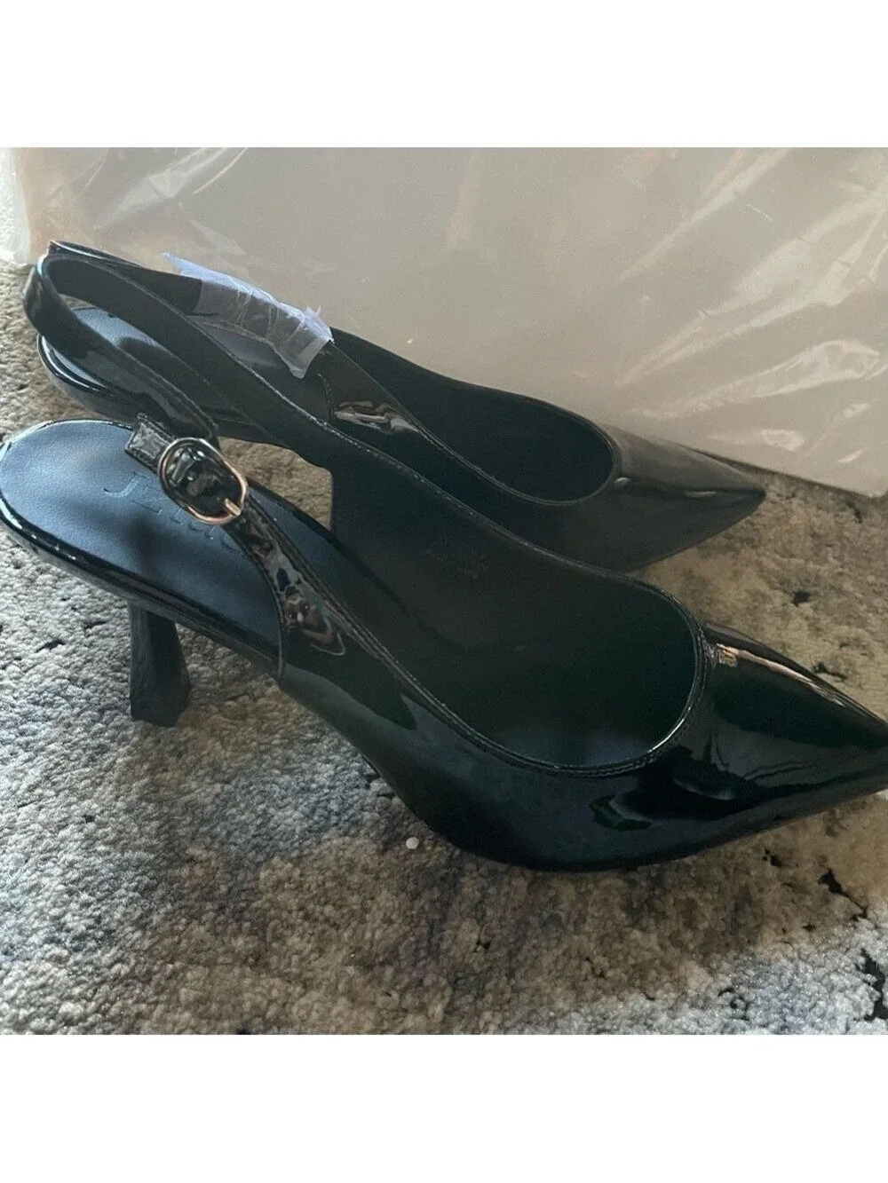 Black Patent Slingback Heels